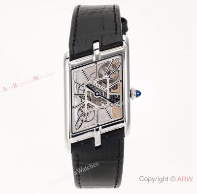 Swiss Replica Cartier new Tank Skeleton Watch Stainless Steel Case